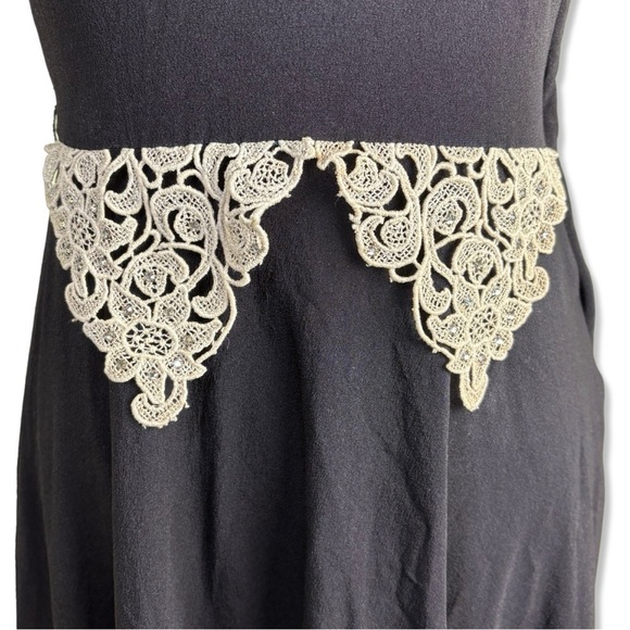VINTAGE 1940s/50s POLLY BRIEF A-Line Dress with Lace and Rhinestones - Picture 5 of 8